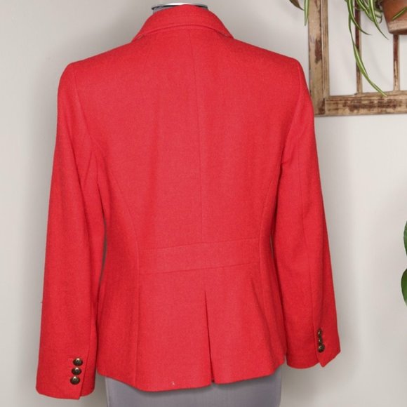 TALBOTS Petites Classic RED 2 Button WOOL Blazer SIZE 12p LIKE NEW Condition! - Picture 6 of 9